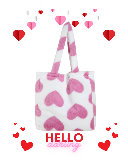 Hello Darling Plush Tote-Pink