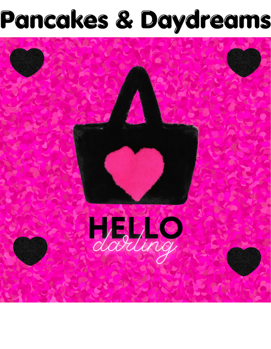 Hello Darling Plush Tote Hot Pink