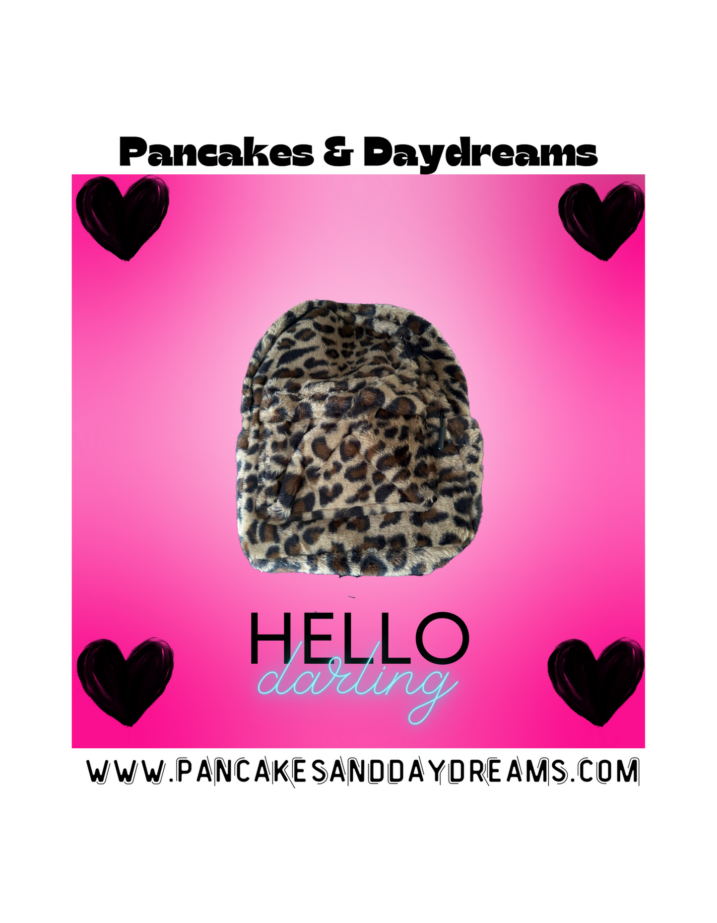 Hello Darling Leopard Plush Backpack