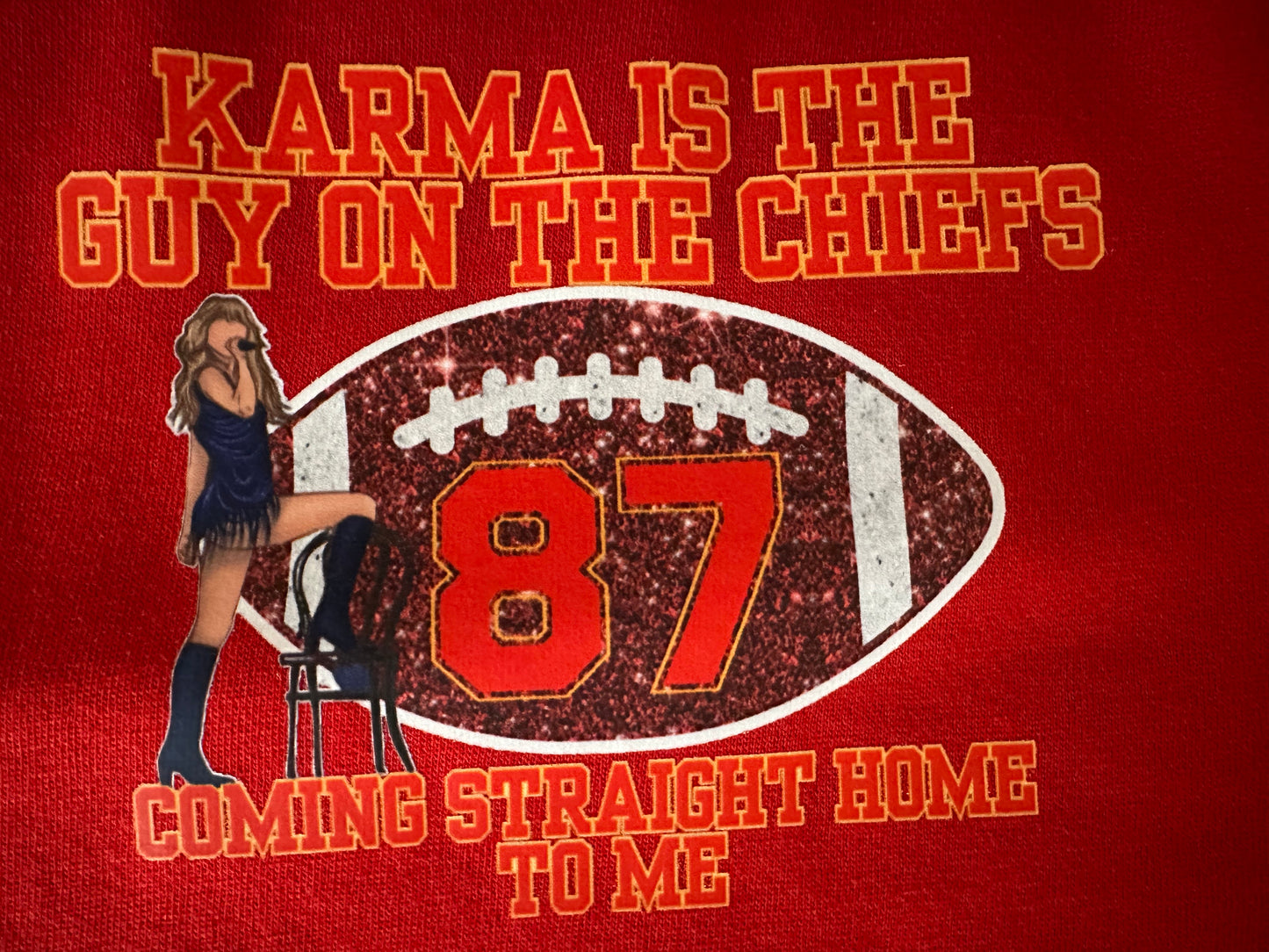 Karma is the guy on the Chiefs Sweatshirt