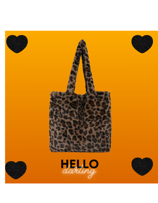 Hello Darling Plush Tote-Leopard